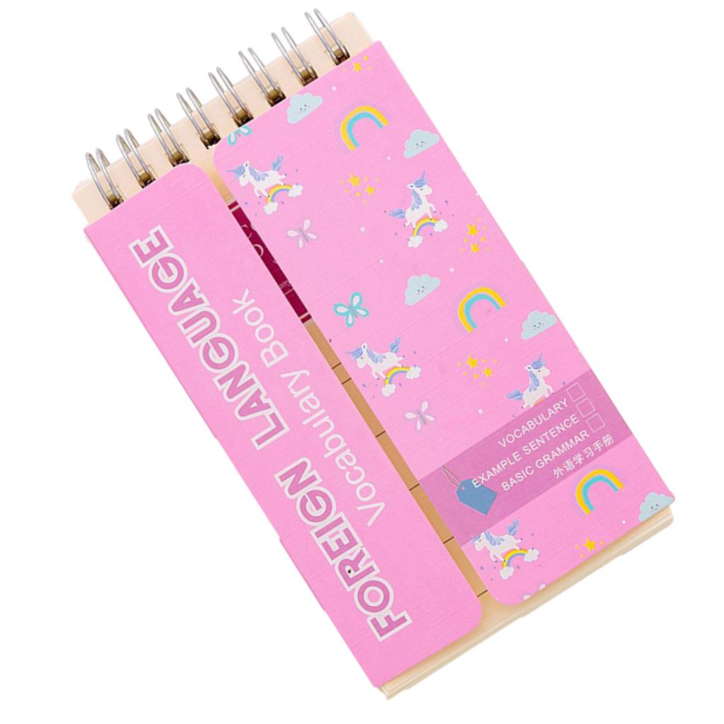 Spiral Steno Book Memo Notepad Vocabulary Notebook Word Flashcards Pink