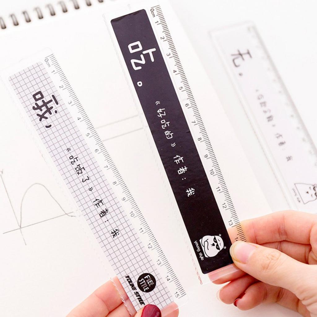 10 Pieces of Simple Style Transparent Plastic Ruler Stationery Supplies 15 cm