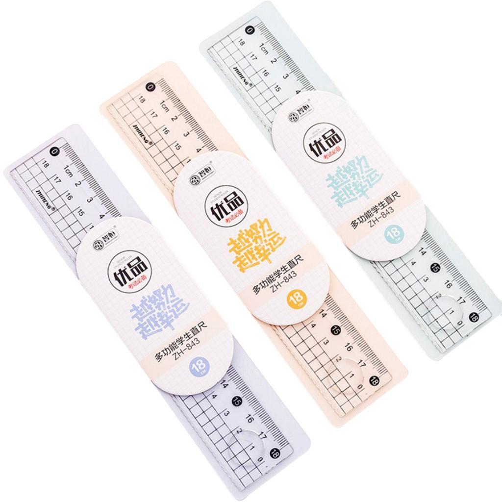 10 Pieces of Simple Style Transparent Plastic Ruler Stationery Supplies 18 cm