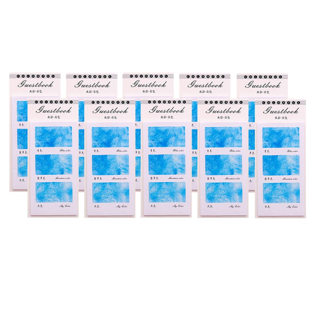 10 Pieces Small Fresh Color Sticky Note Memo Watercolor Note Cyan