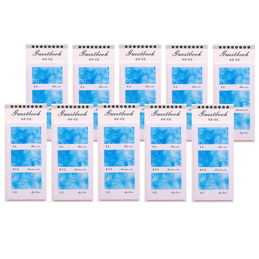 10 Pieces Small Fresh Color Sticky Note Memo Watercolor Note Cyan