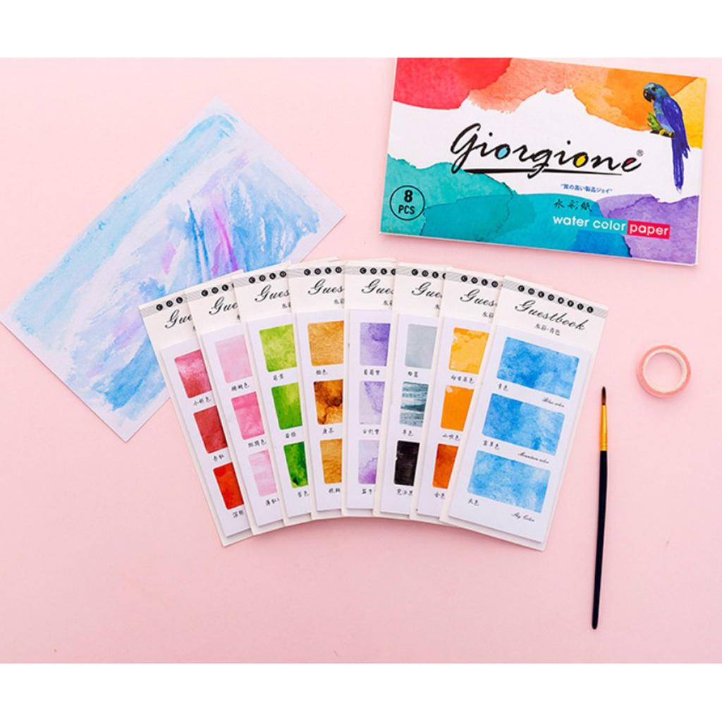 10 Pieces Small Fresh Color Sticky Note Memo Watercolor Note Cyan