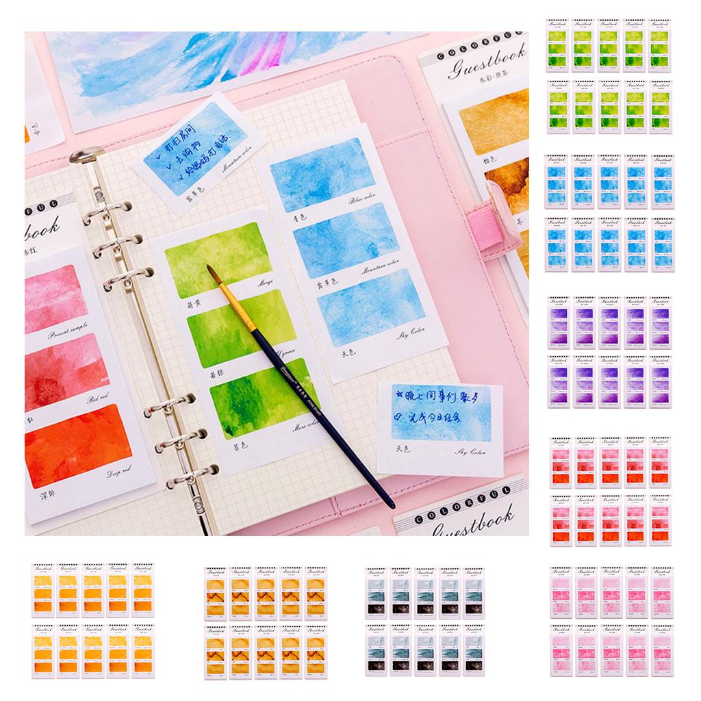 10 Pieces Small Fresh Color Sticky Note Memo Watercolor Note Cyan