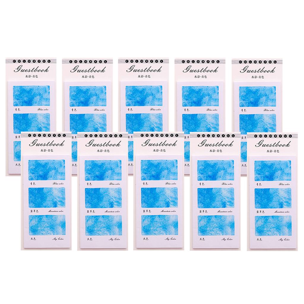 10 Pieces Small Fresh Color Sticky Note Memo Watercolor Note Cyan