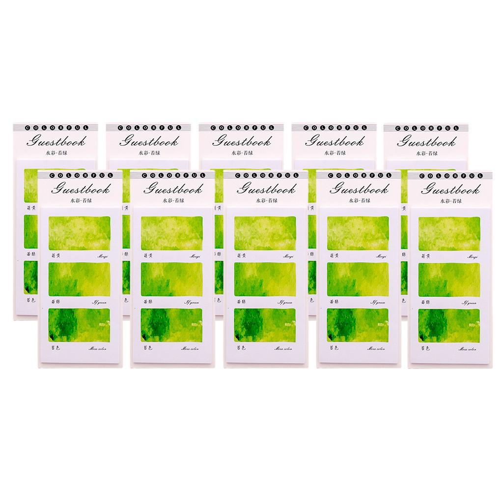 10 Pieces Small Fresh Color Sticky Note Memo Watercolor Note Moss Green