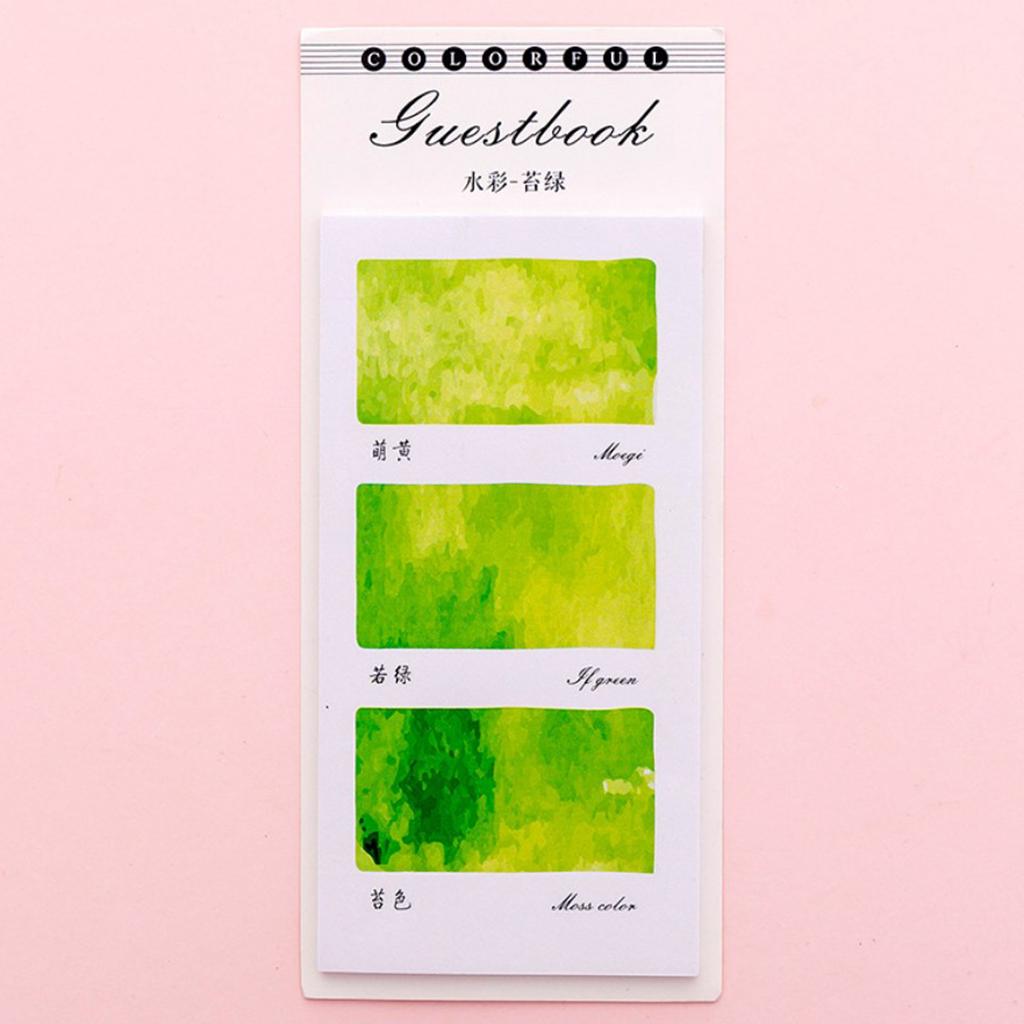 10 Pieces Small Fresh Color Sticky Note Memo Watercolor Note Moss Green