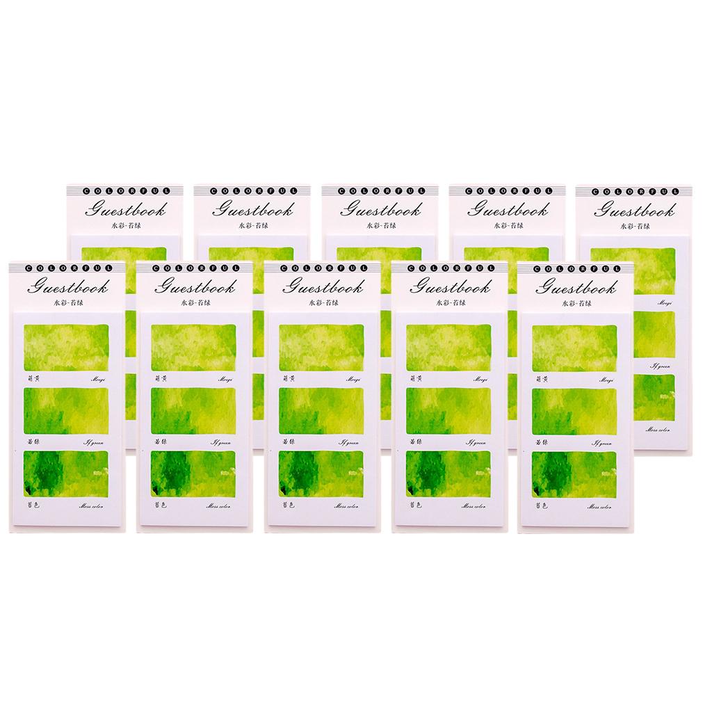 10 Pieces Small Fresh Color Sticky Note Memo Watercolor Note Moss Green