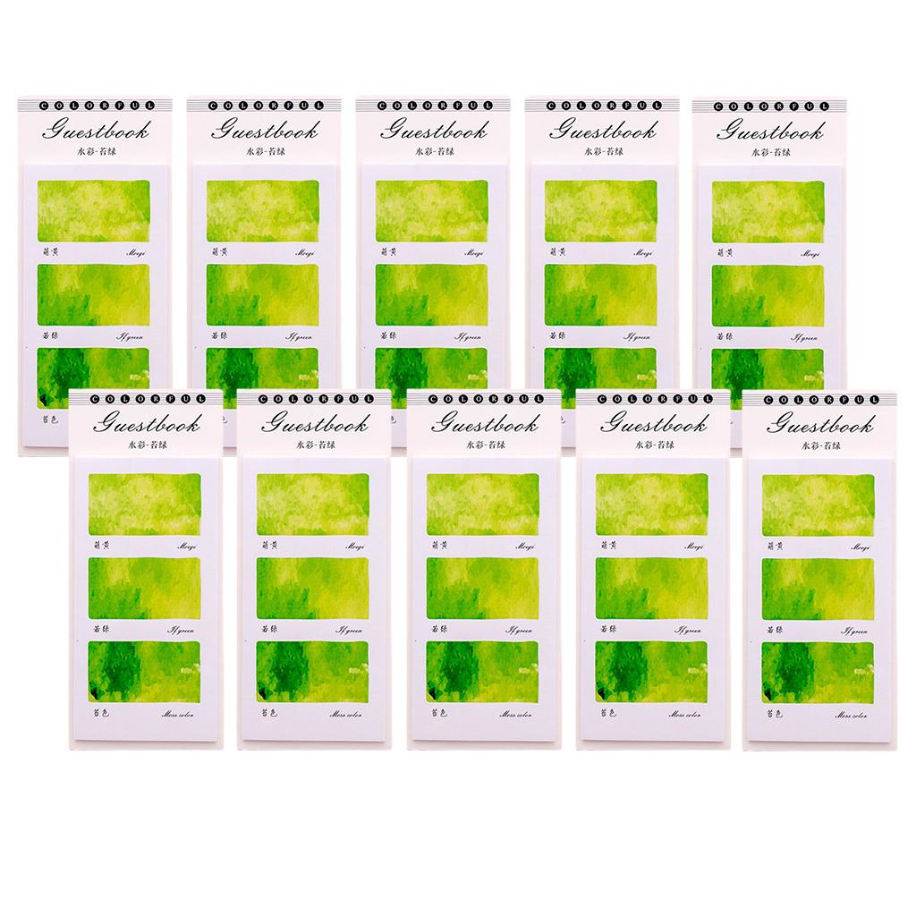 10 Pieces Small Fresh Color Sticky Note Memo Watercolor Note Moss Green