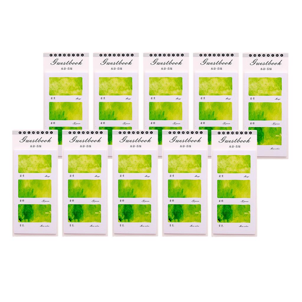 10 Pieces Small Fresh Color Sticky Note Memo Watercolor Note Moss Green