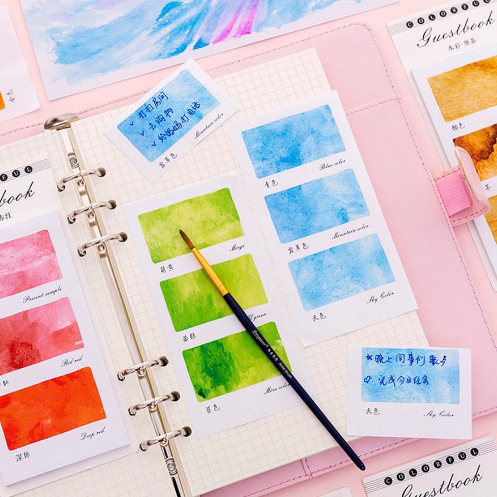 10 Pieces Small Fresh Color Sticky Note Memo Watercolor Note Moss Green