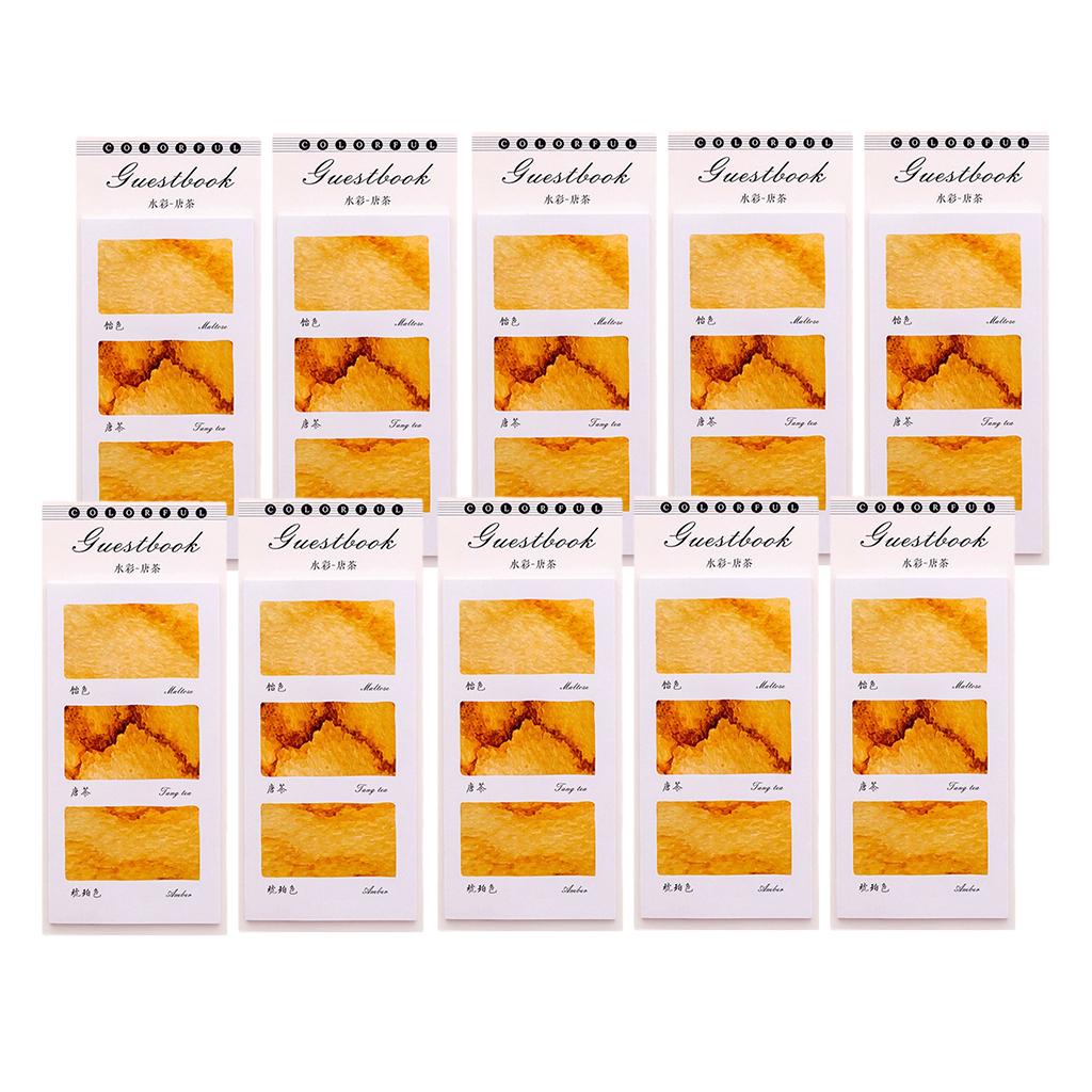 10 Pieces Small Fresh Color Sticky Note Memo Watercolor Note Tang Tea