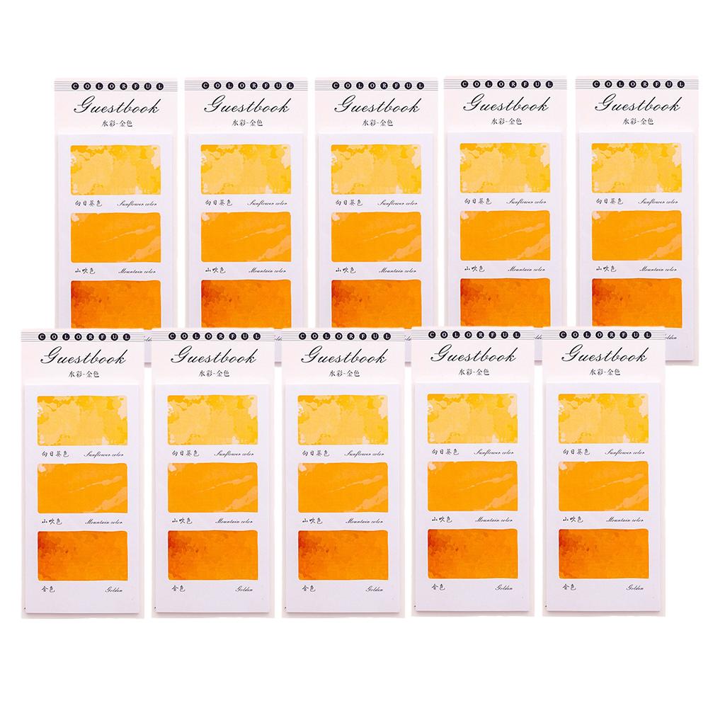 10 Pieces Small Fresh Color Sticky Note Memo Watercolor Note Golden