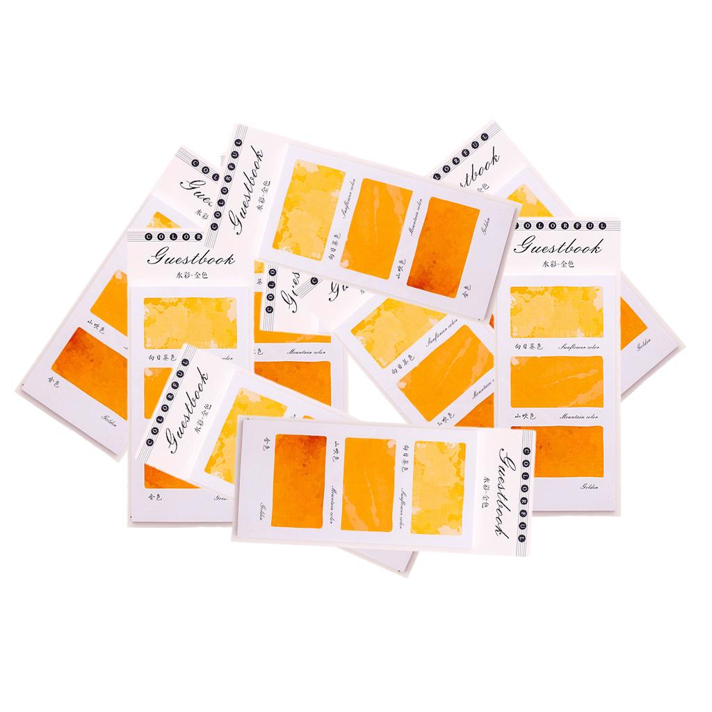 10 Pieces Small Fresh Color Sticky Note Memo Watercolor Note Golden