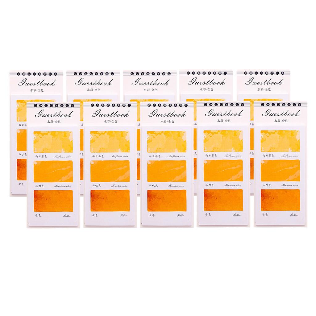 10 Pieces Small Fresh Color Sticky Note Memo Watercolor Note Golden