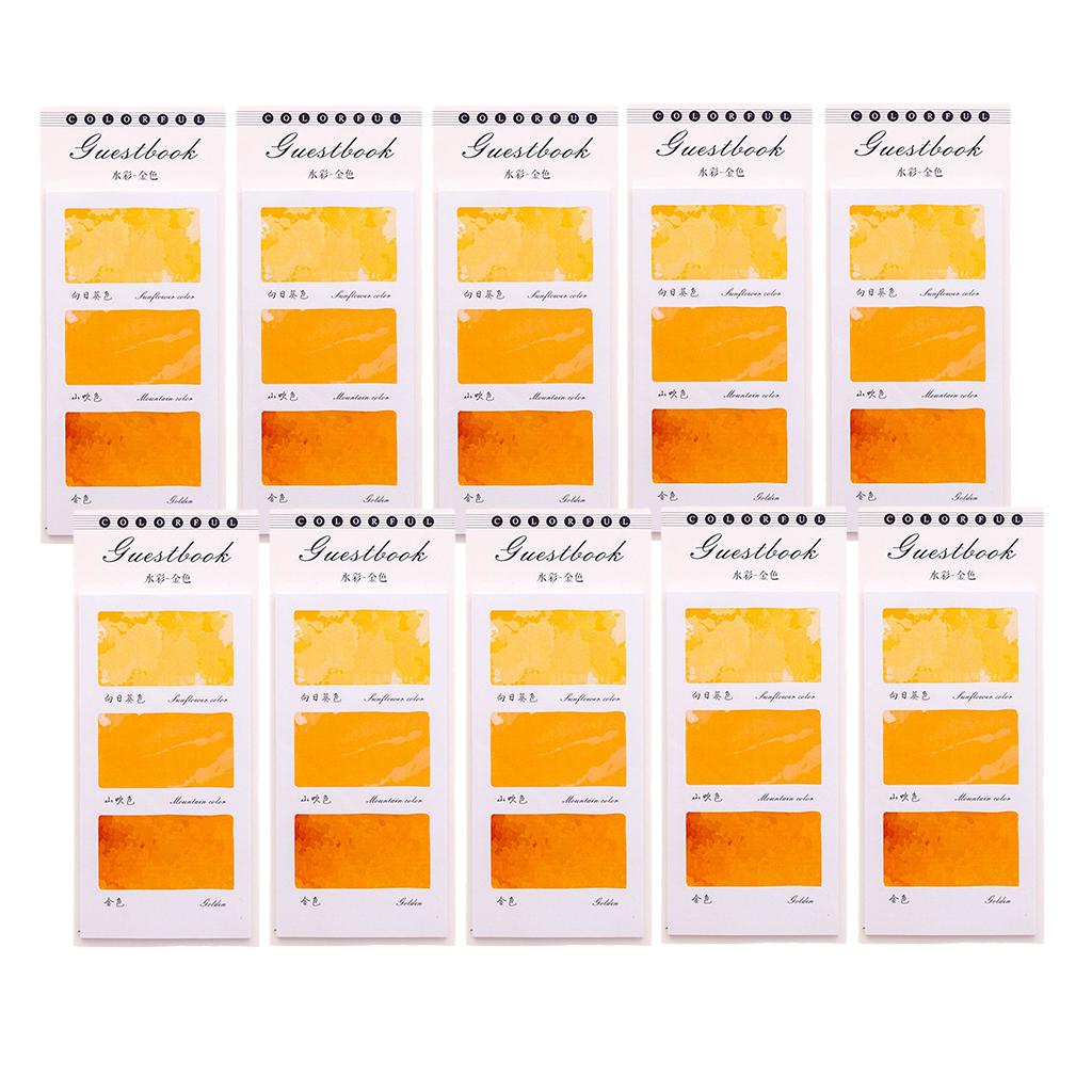 10 Pieces Small Fresh Color Sticky Note Memo Watercolor Note Golden