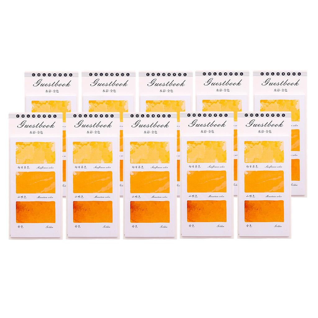 10 Pieces Small Fresh Color Sticky Note Memo Watercolor Note Golden