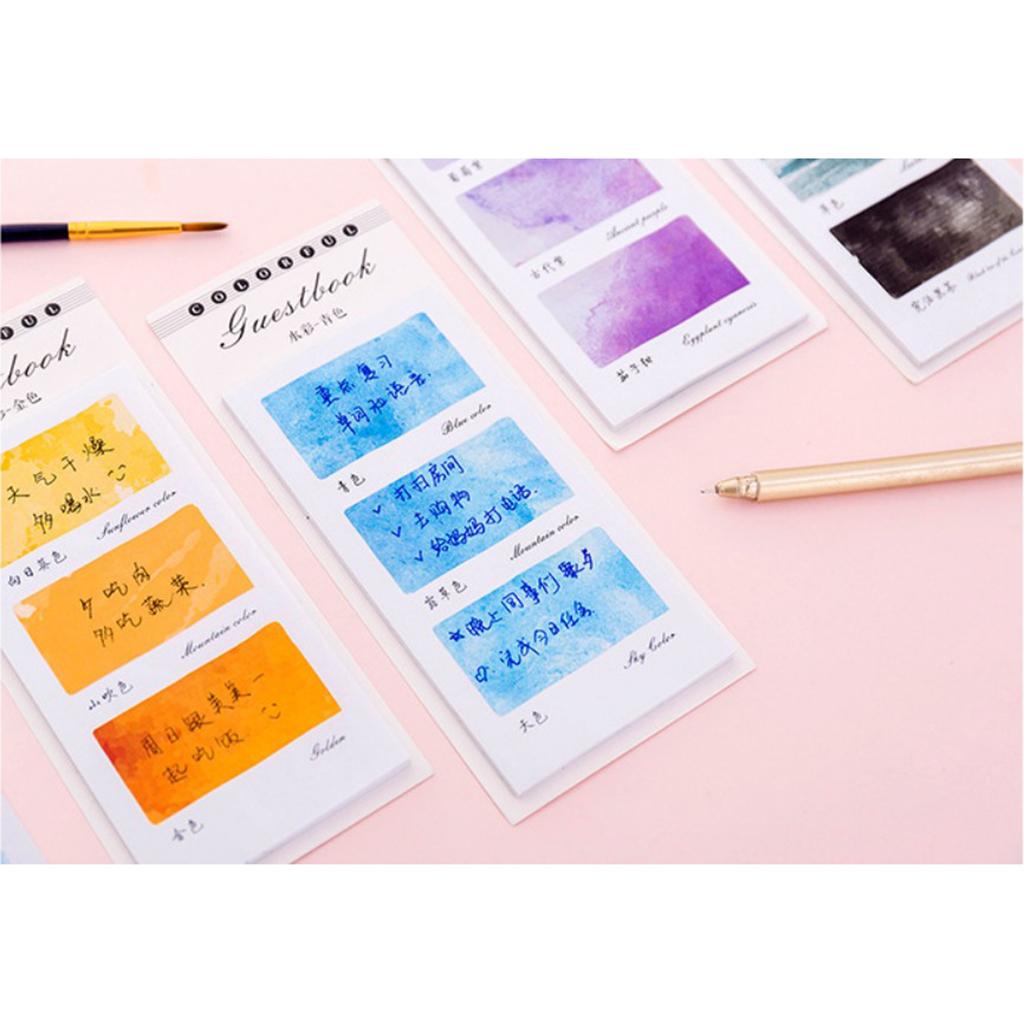 10 Pieces Small Fresh Color Sticky Note Memo Watercolor Note Golden