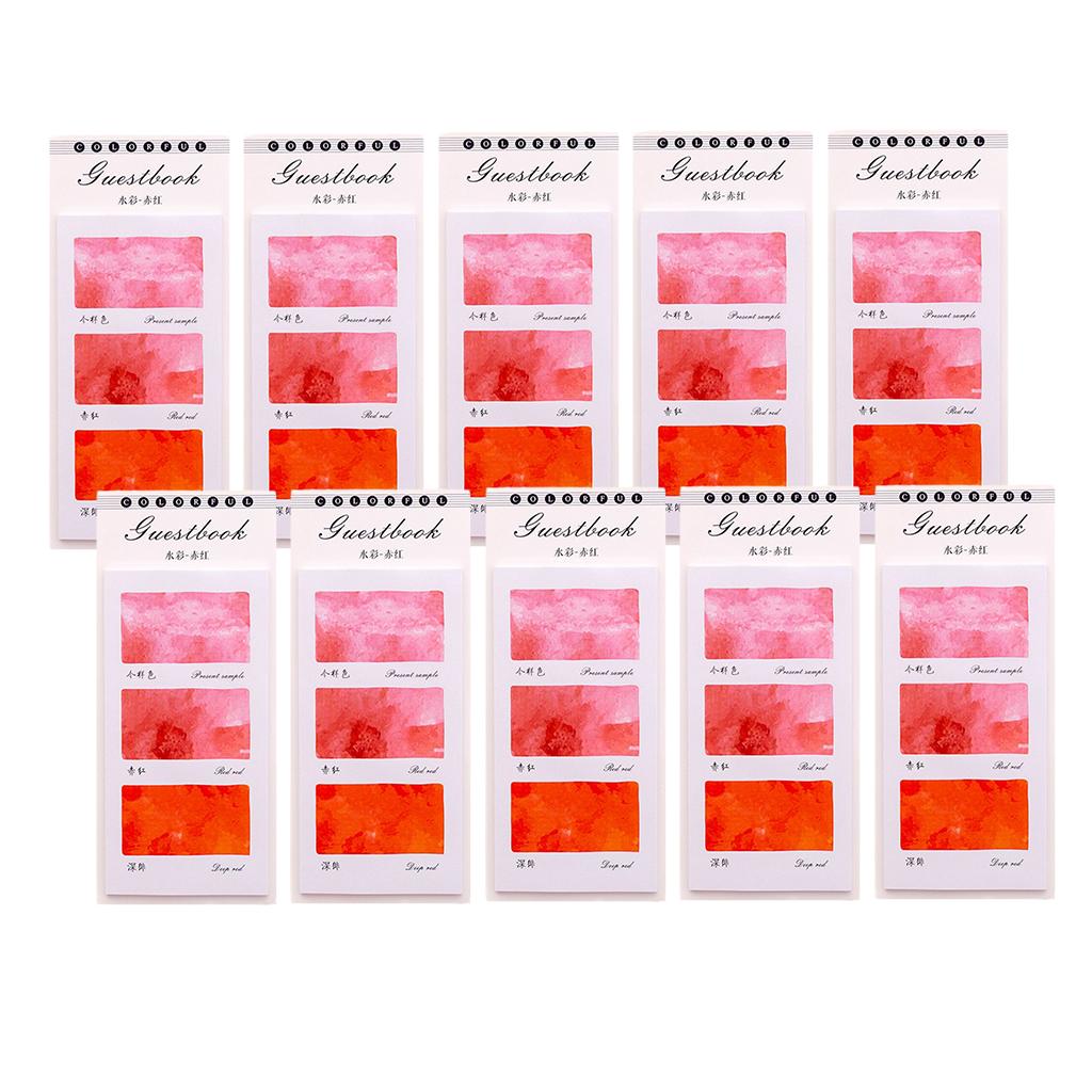 10 Pieces Small Fresh Color Sticky Note Memo Watercolor Note Crimson