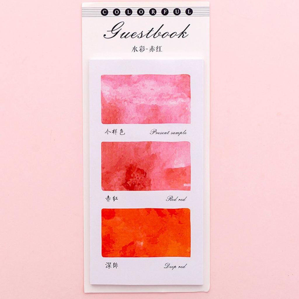 10 Pieces Small Fresh Color Sticky Note Memo Watercolor Note Crimson