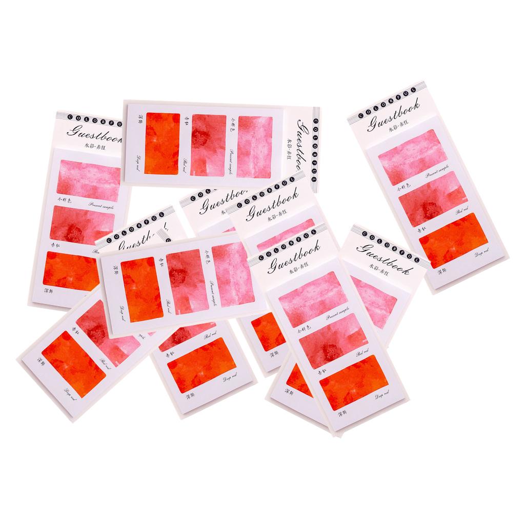 10 Pieces Small Fresh Color Sticky Note Memo Watercolor Note Crimson