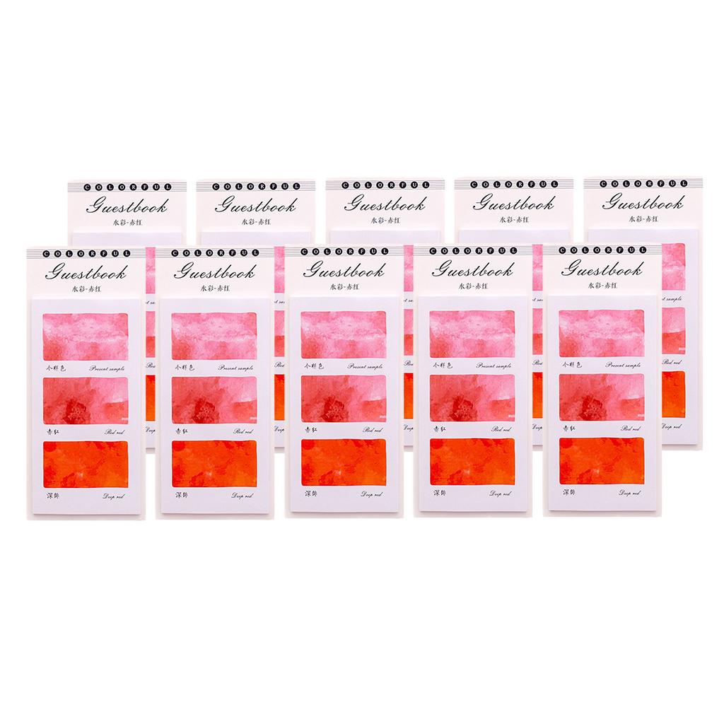 10 Pieces Small Fresh Color Sticky Note Memo Watercolor Note Crimson