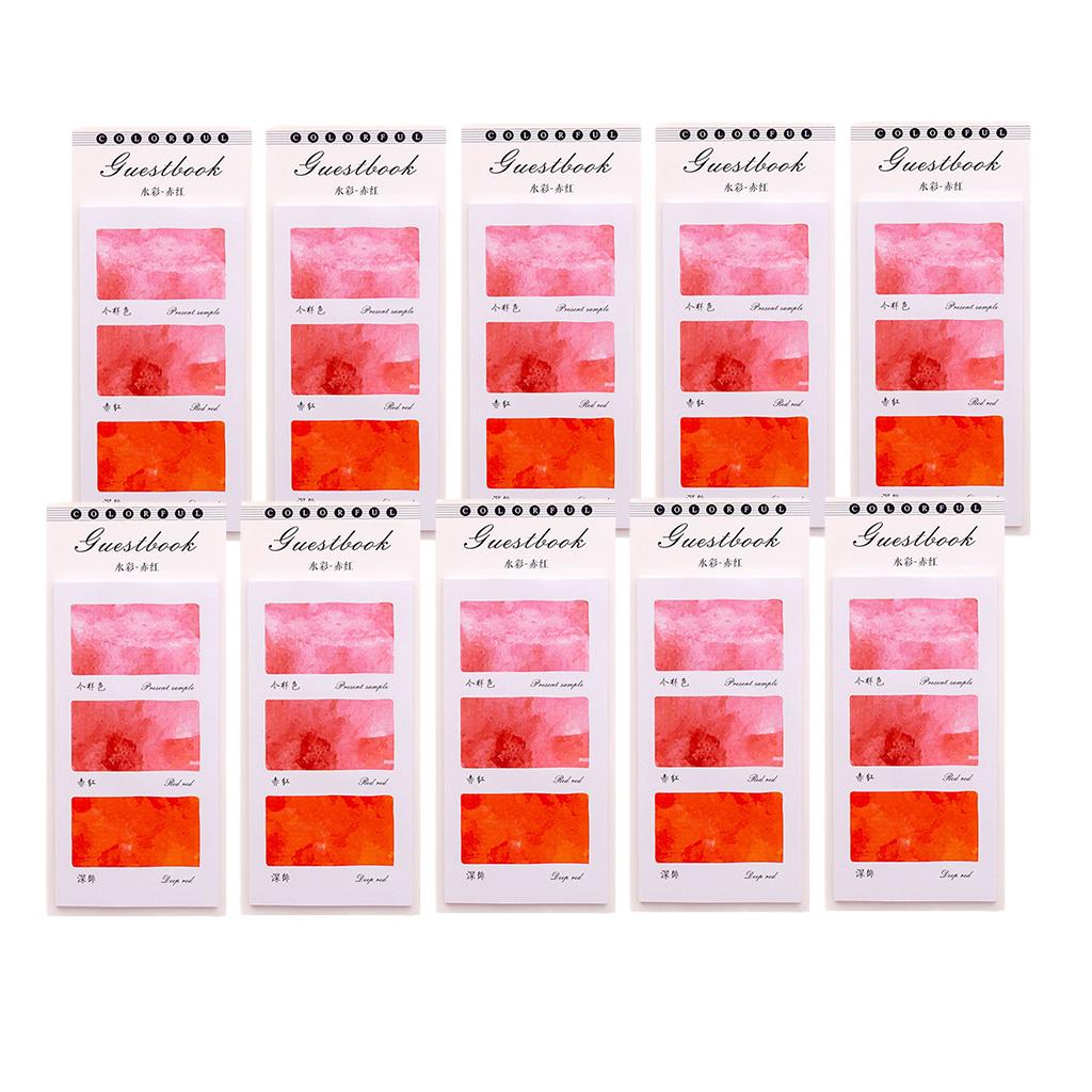 10 Pieces Small Fresh Color Sticky Note Memo Watercolor Note Crimson