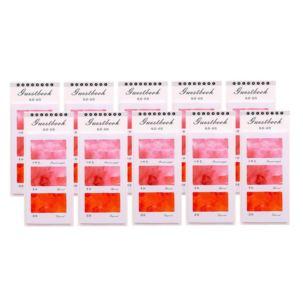 10 Pieces Small Fresh Color Sticky Note Memo Watercolor Note Crimson