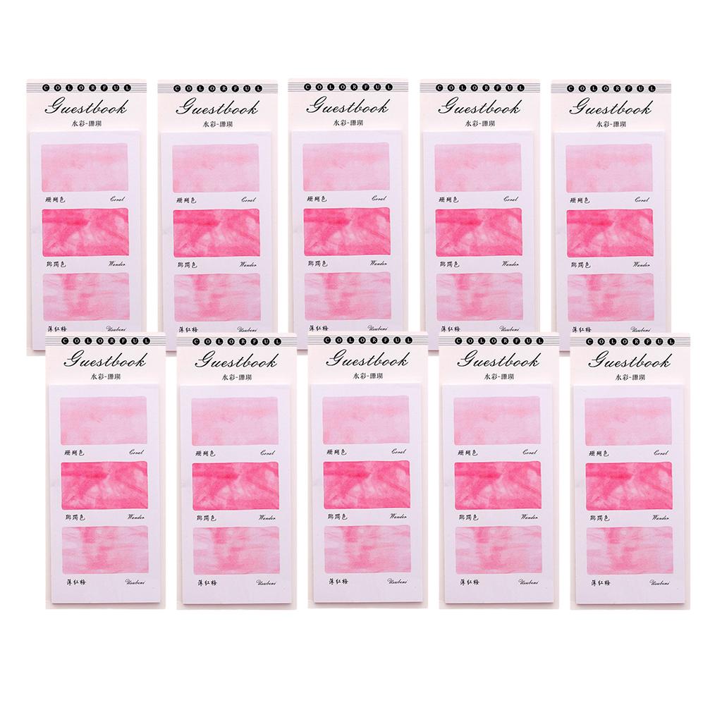 10 Pieces Small Fresh Color Sticky Note Memo Watercolor Note Coral