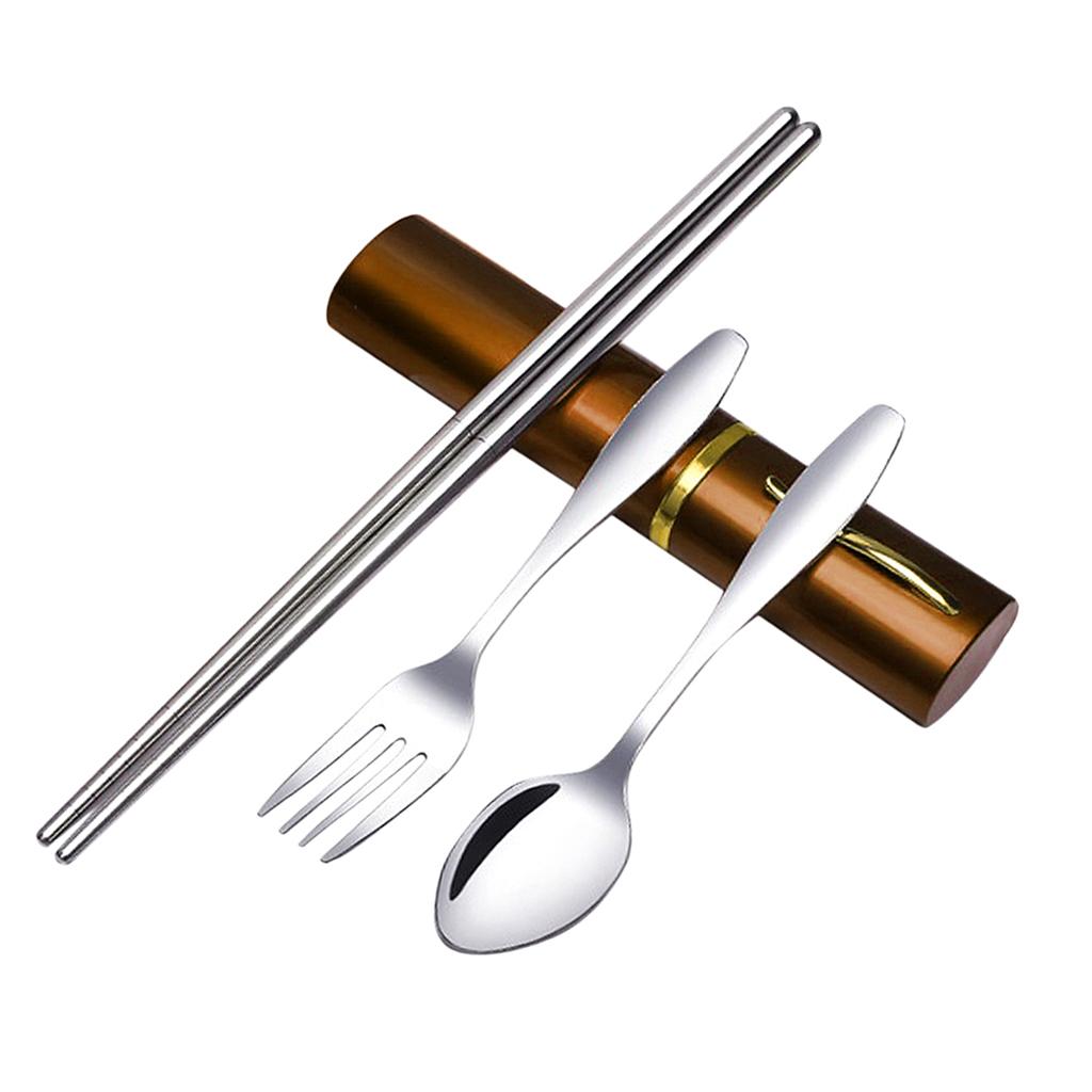 Tableware Stainless Steel Travel Portable Chopsticks, Forks Spoons Coffee