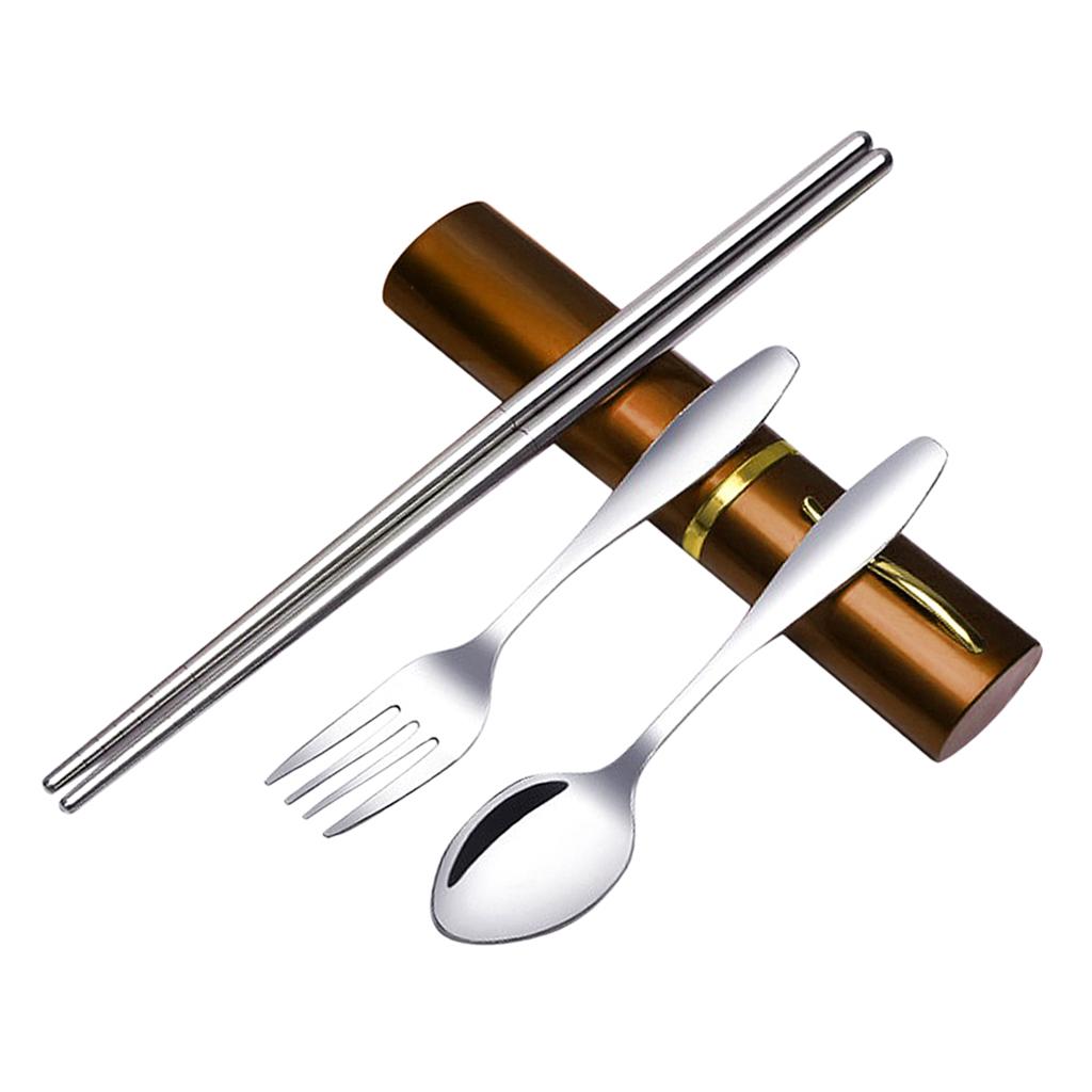 Tableware Stainless Steel Travel Portable Chopsticks, Forks Spoons Coffee