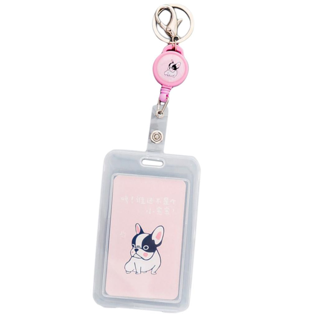 Credit Card Bus Pass ID Badge Holder Pink Dog