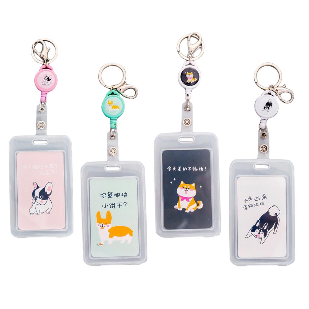 Credit Card Bus Pass ID Badge Holder Pink Dog