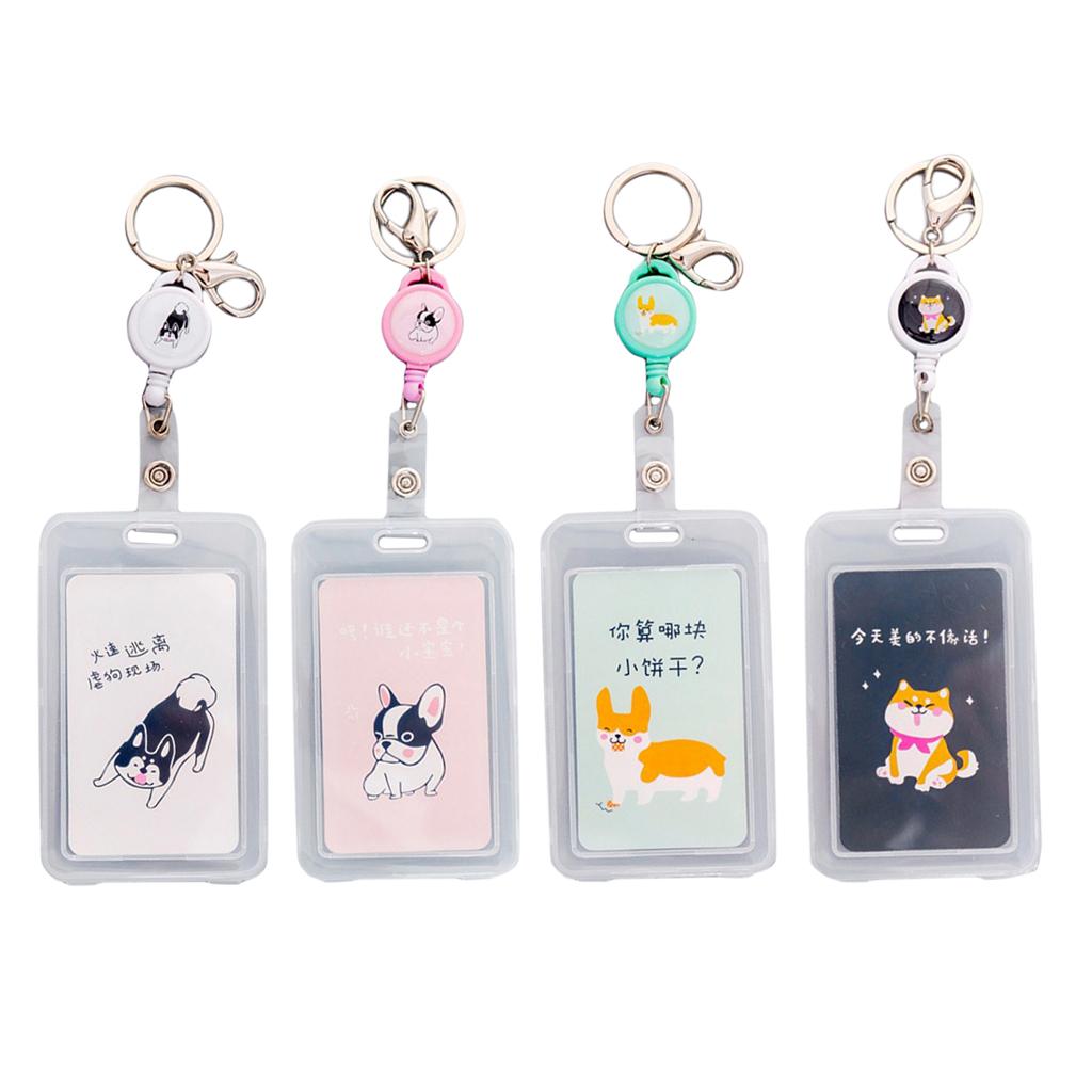 Credit Card Bus Pass ID Badge Holder Pink Dog