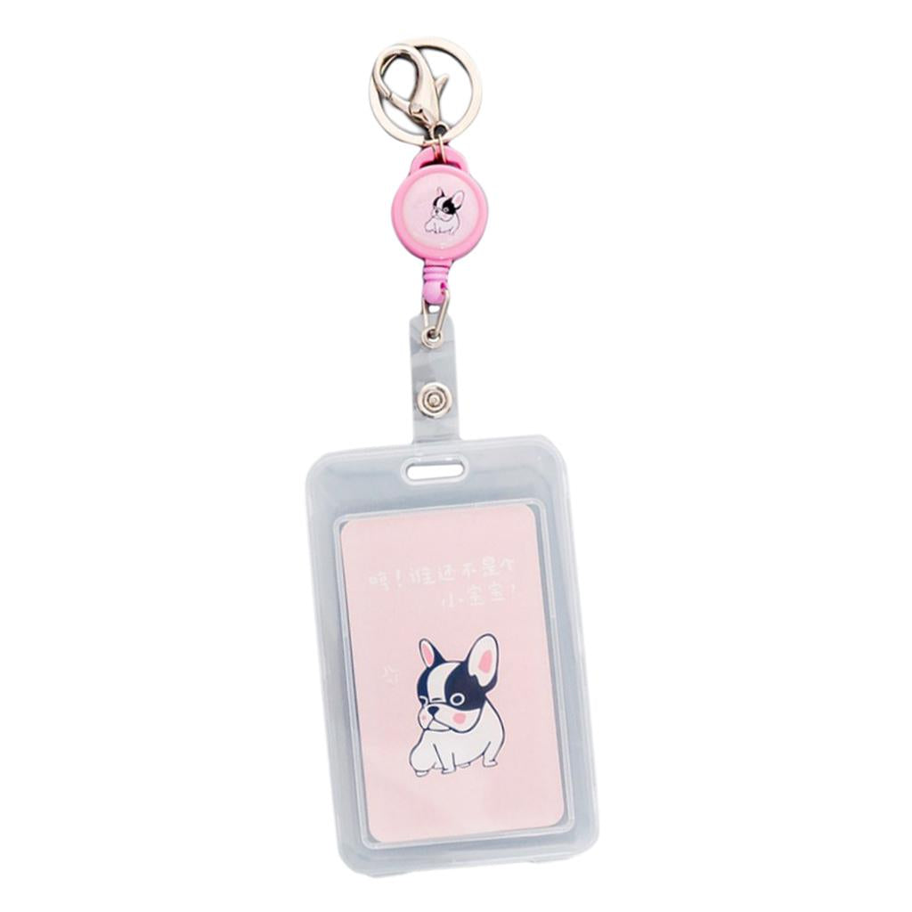 Credit Card Bus Pass ID Badge Holder Pink Dog