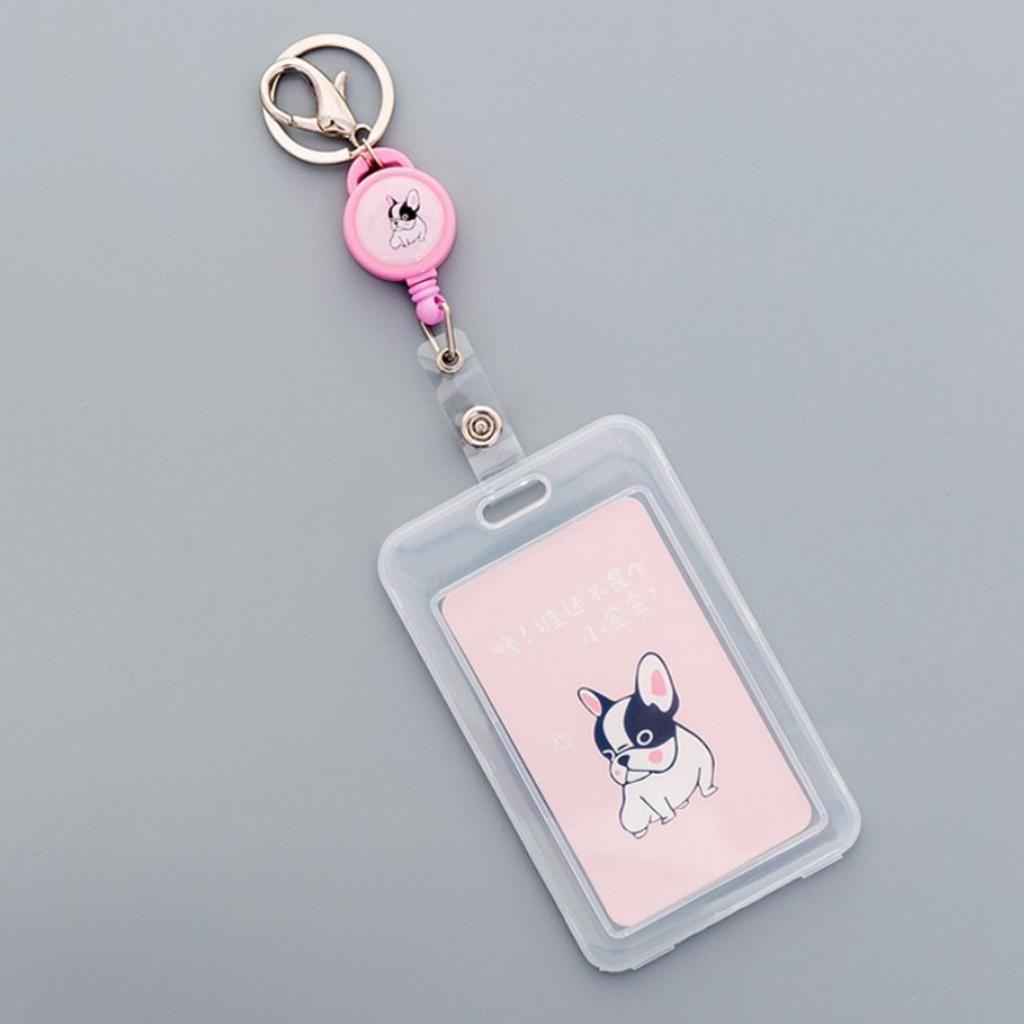 Credit Card Bus Pass ID Badge Holder Pink Dog