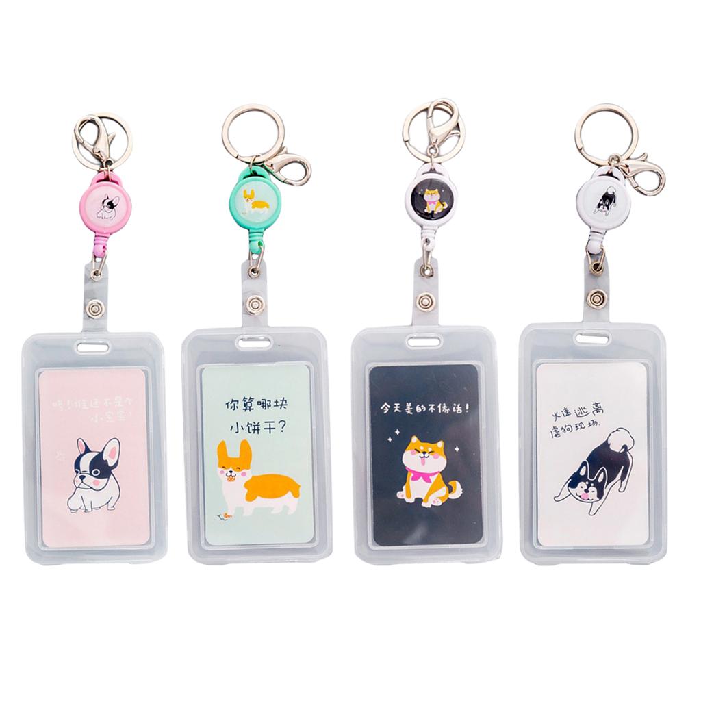 Credit Card Bus Pass ID Badge Holder Pink Dog