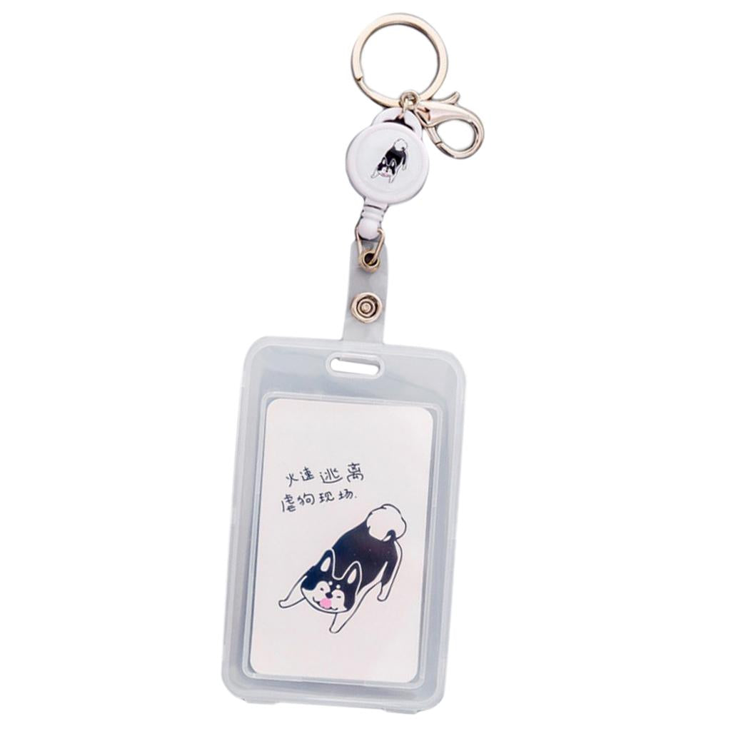 Credit Card Bus Pass ID Badge Holder White Dog