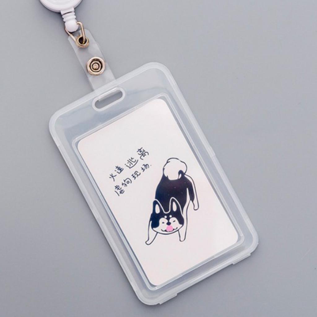 Credit Card Bus Pass ID Badge Holder White Dog