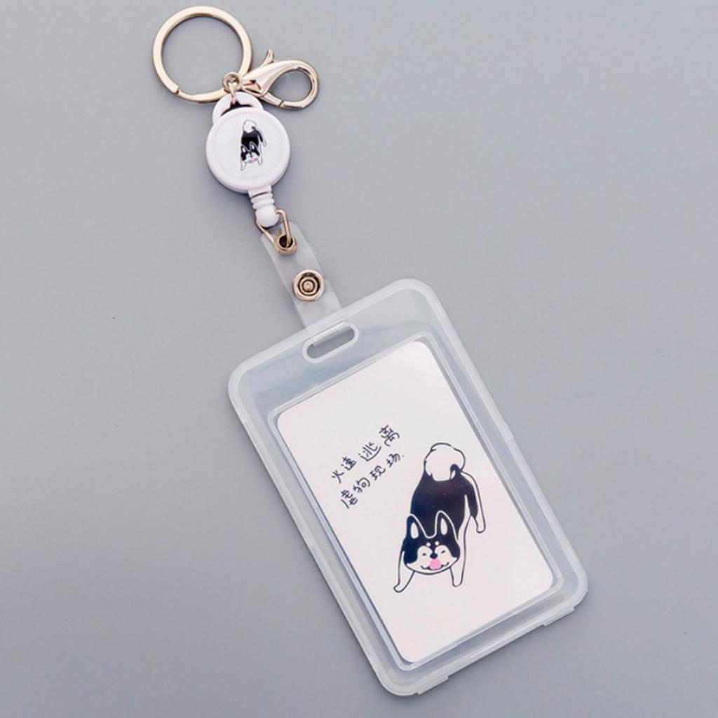 Credit Card Bus Pass ID Badge Holder White Dog