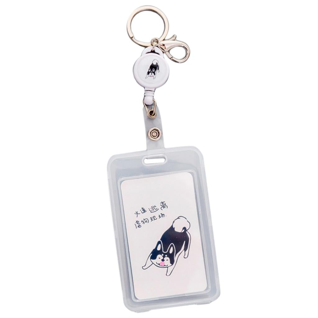 Credit Card Bus Pass ID Badge Holder White Dog