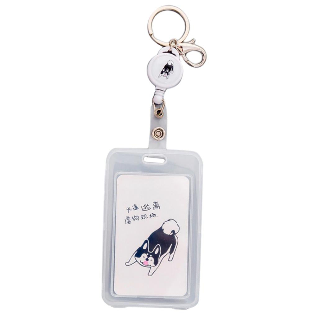 Credit Card Bus Pass ID Badge Holder White Dog