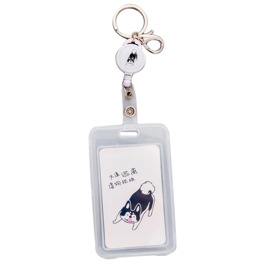 Credit Card Bus Pass ID Badge Holder White Dog