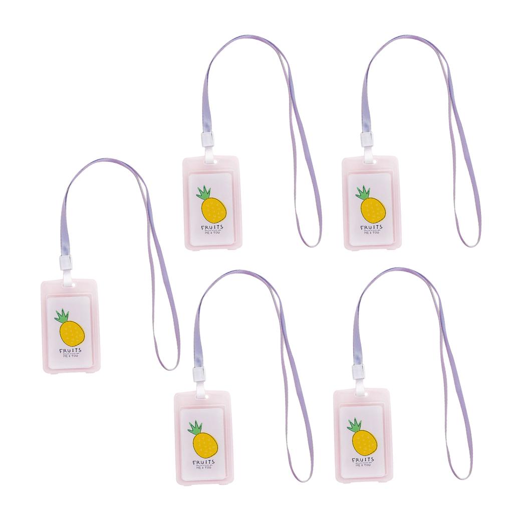 5 Pieces Credit Card Bus Pass ID Badge Holder Pineapple