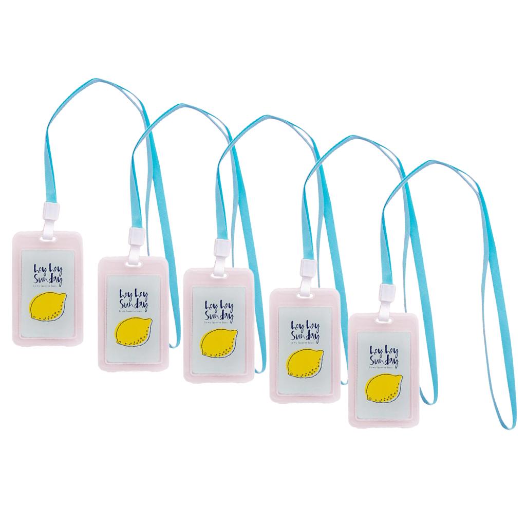 5 Pieces Credit Card Bus Pass ID Badge Holder Lemon