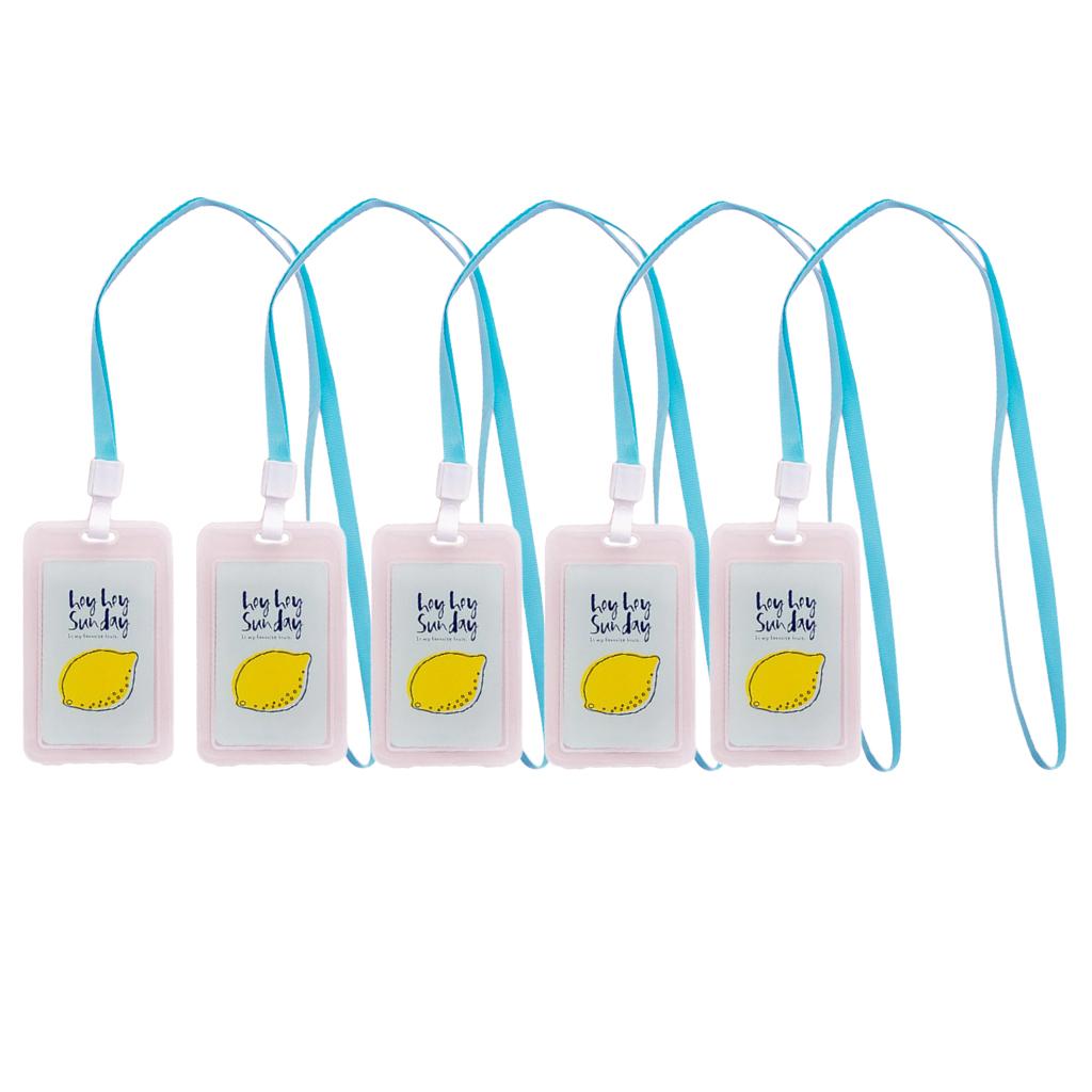 5 Pieces Credit Card Bus Pass ID Badge Holder Lemon