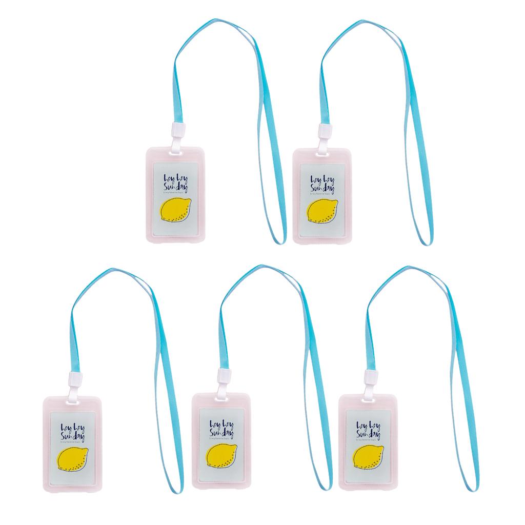 5 Pieces Credit Card Bus Pass ID Badge Holder Lemon