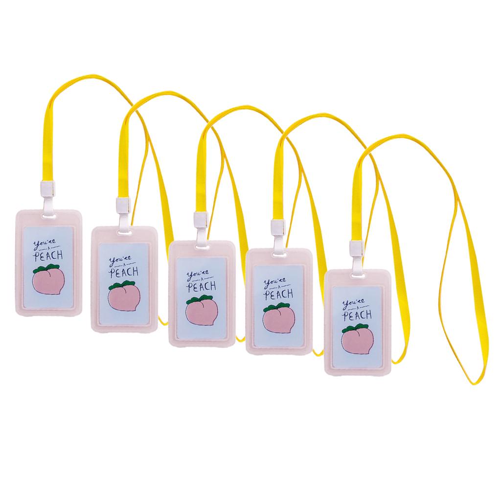 5 Pieces Credit Card Bus Pass ID Badge Holder Peach