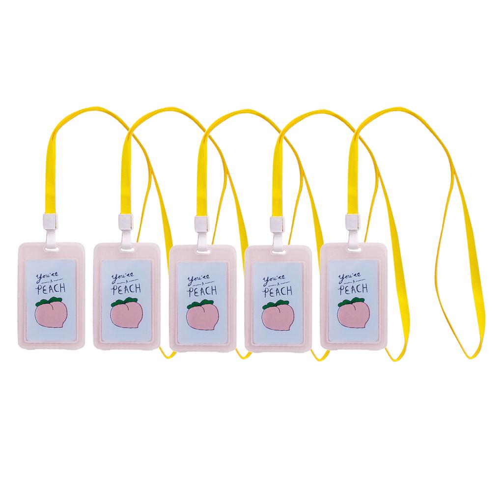 5 Pieces Credit Card Bus Pass ID Badge Holder Peach