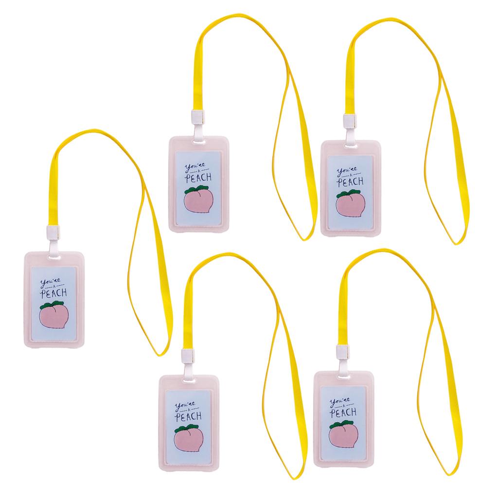 5 Pieces Credit Card Bus Pass ID Badge Holder Peach