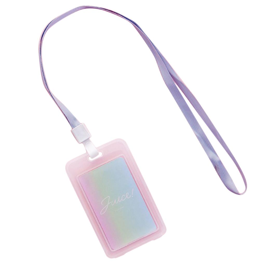 5 Pieces Credit Card Bus Pass ID Badge Holder Gradient Blue and Pink